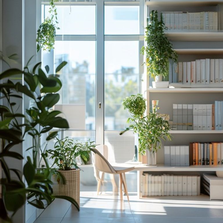 Teamet arbejdsplads Moderne kontorrum med mindfulnessressourcer og planteterug